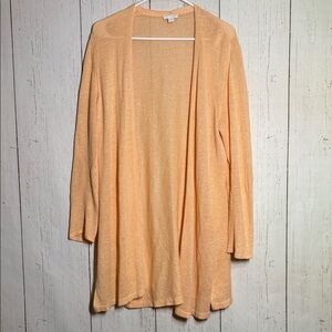 J.Jill Open Front Peach Longline Cardigan Linen Blend Size Large